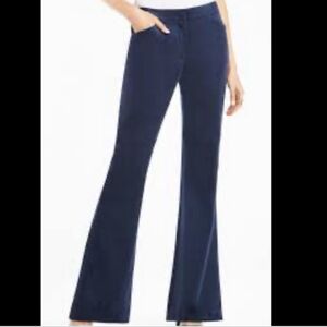 bcbgmaxazria steph faux suede flare leg pants in carbon (navy)